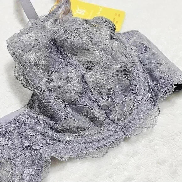 NEW⭐️ WingsLove Sexy Lace Bra See Through Sheer Deep V Plunge Bralette - Picture 11 of 12